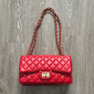 Cherry Red Quilted Leather Bag